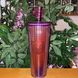 Starbucks pink-purple grid tumbler 
Venti 
BNWT